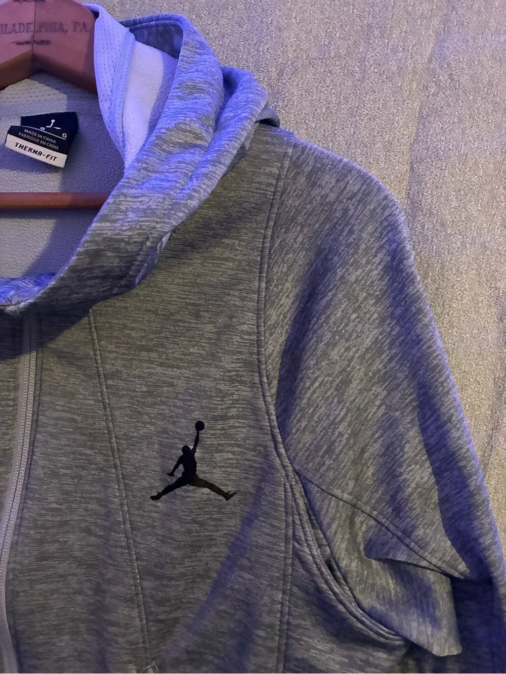 Jordan Light Gray Full-Zip Hooded Jacket